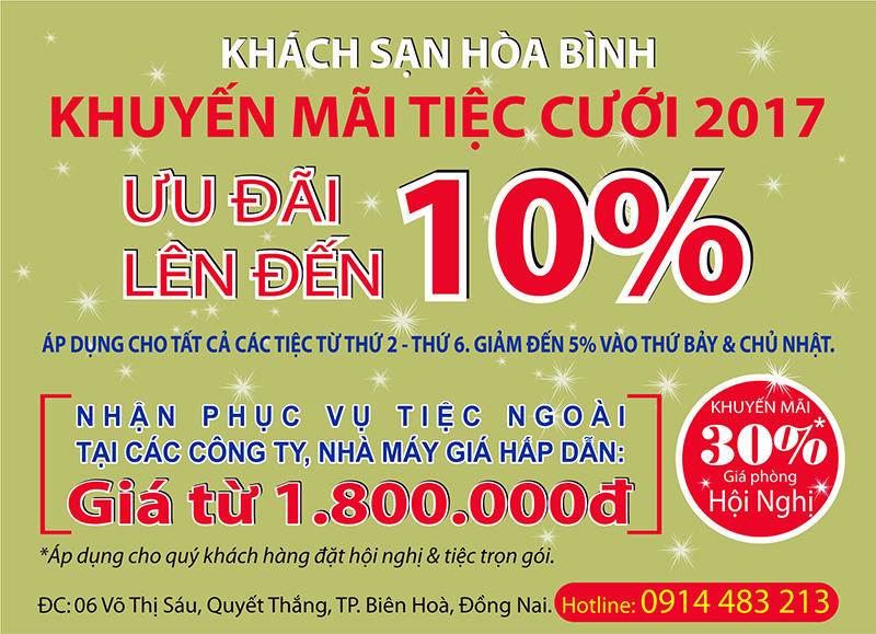Khuyến mãi Khách sạn Hòa Bình